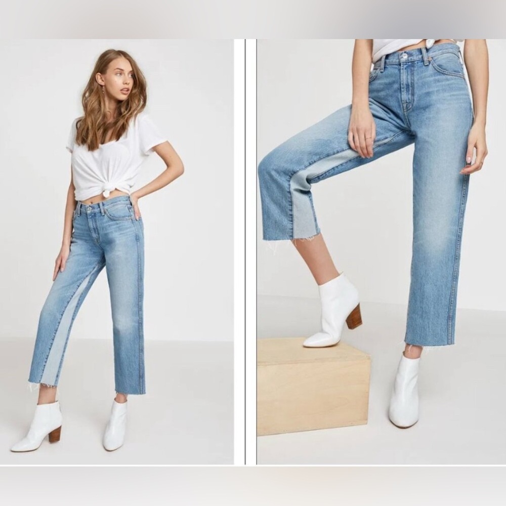 7 For All Mankind The Kiki with Raw Hem in Vintage Wythe Cropped Ankle Jeans - Picture 12 of 12
